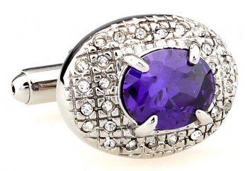 Purple romantic crystal cufflinks