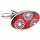 Three flower heads in red oval cufflinks