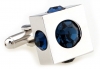 Deep blue disco ball imbedded in square cufflinks