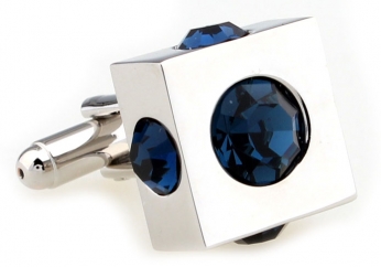 Deep blue disco ball imbedded in square cufflinks - Click Image to Close