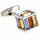 Triple stylish strips 3D square crystal cufflinks