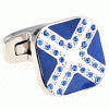 White cross with blue bling shining edge cufflinks