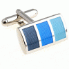 3 bold blue strips rectangle cufflinks
