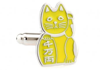 Beckoning Cat gold cufflinks