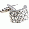 Rome white silver half circle cufflinks