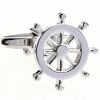 Silver nautical wheel cufflinks