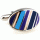 Blue purple tilted stripped oval cufflinks