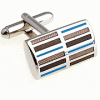Brown and blue stripes rectangle cufflinks