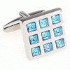 3x3 light blues square cufflinks