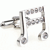 Silver and white crystal sixteenth notes cufflinks