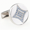 Blue crystal concaved square cufflinks