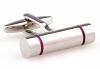 2 stripes cylinder solid purple cufflinks