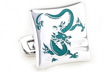 Blue magic dragon cufflinks - Click Image to Close