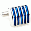 5 vertical blue strips rectangle cufflinks