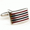 Red and black horizontal strips rectangle cufflinks