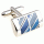 Dual blue tilt-striped rectangle cufflinks