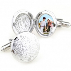 China stylish circle photo frame cufflinks - Click Image to Close