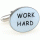 "PLAY HARD" and "WORK HARD" cufflinks