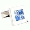 Blue white crystal squares cufflinks
