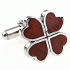 Red wood four hearts cufflinks