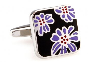 深紫色菊花袖口鈕