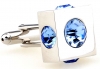 Light blue disco ball imbedded in square cufflinks