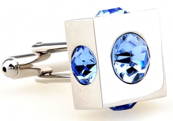 Light blue disco ball imbedded in square cufflinks - Click Image to Close