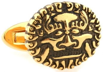 Golden Chinese lion cufflinks - Click Image to Close