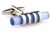 Light blue glass cylinder cufflinks