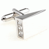 White crystal triangle-button-like cufflinks