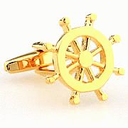 Gold rudder cufflinks - Click Image to Close