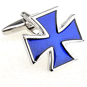 Blue cross shape cufflinks - Click Image to Close