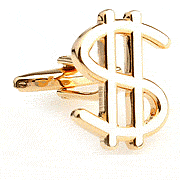 Golden "$" sign cufflinks - Click Image to Close