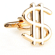 Golden "$" sign cufflinks