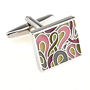 Pink irregular round pattern cufflinks