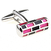 Black purple 3D cylinder cufflinks