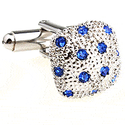 Blue shining square mushroom cufflinks