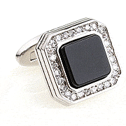 Elegant black square shining cufflinks
