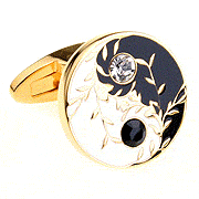 Black golden forest cufflinks - Click Image to Close