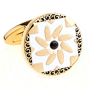 Golden square flower cufflinks - Click Image to Close