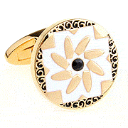 Golden square flower cufflinks