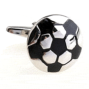 Silver football cufflinks - Click Image to Close