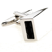 Black crystal triangle-button-like cufflinks