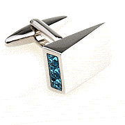 Blue green crystal triangle-button-like cufflinks - Click Image to Close
