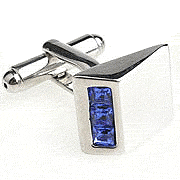 Blue crystal triangle-button-like cufflinks - Click Image to Close