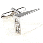 White crystal triangle-button-like cufflinks - Click Image to Close
