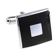 Black nested square cufflinks - Click Image to Close