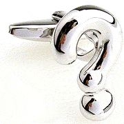 Silver question mark cufflinks - Click Image to Close