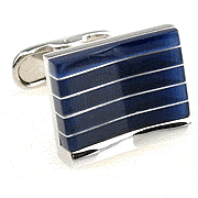 Blue stripped middle concave cufflinks
