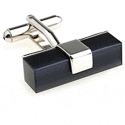 Black rectangle opal cufflinks - Click Image to Close